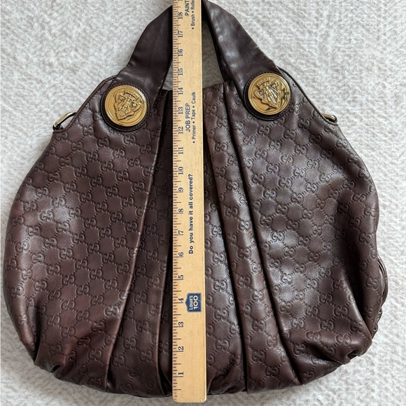Authentic Gucci GG Signature Medium Hysteria Brown Hobo Leather Bag - Picture 13 of 14